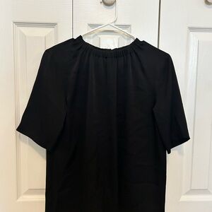 Vince Black Gathered Jewel Neck Top